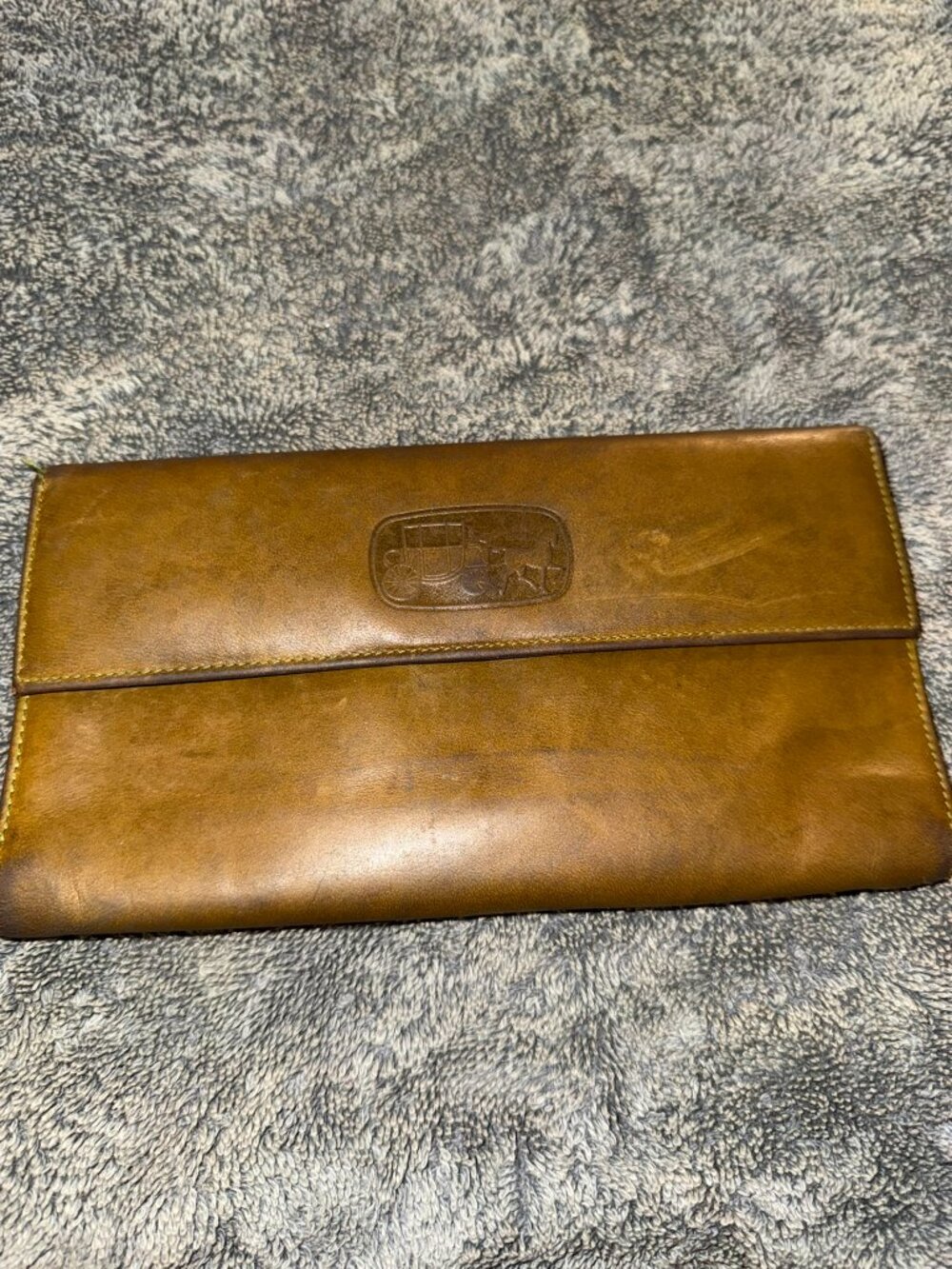 Vintage Tilley Genuine Hide Leather Wallet Embossed Carriage Brown Canada